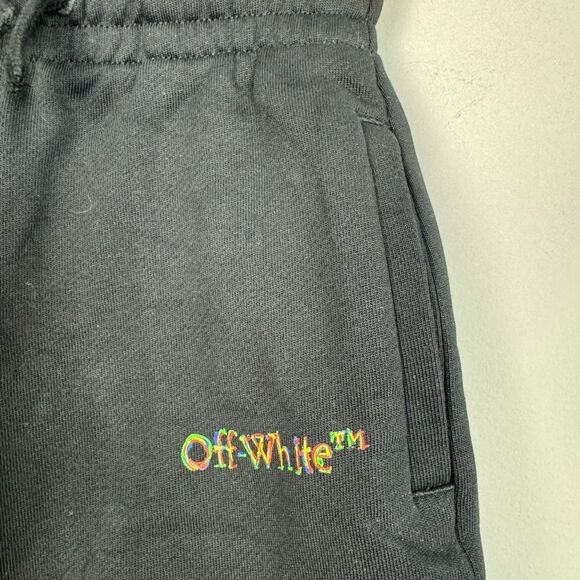 OFF WHITE | NEW Kids Black Sketch Logo Print Track Shorts Youth Size 4 - Picture 3 of 6